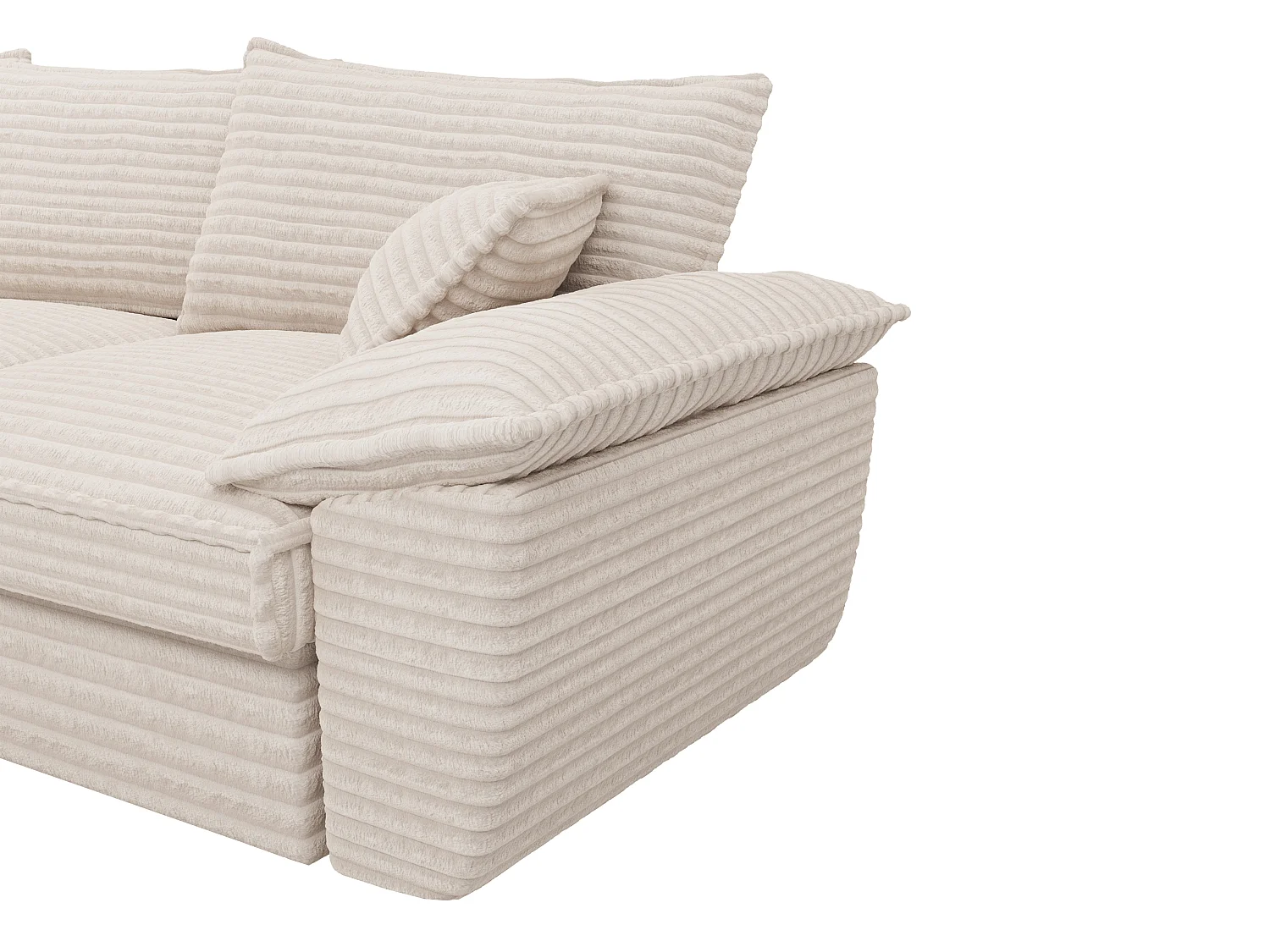 Canapé d'angle gauche convertible en velours côtelé grosses côtes beige GUILLERMO