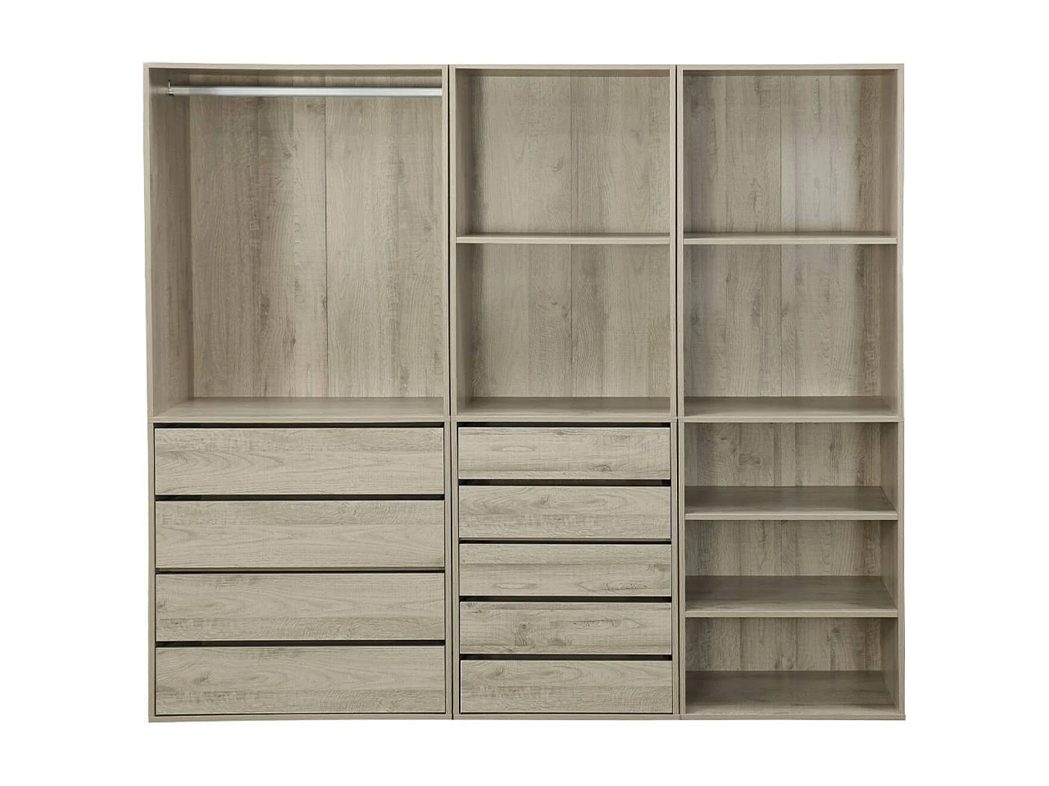 Kit dressing modulable 3 éléments MODULO. naturel. 200 x 45 x 180 cm