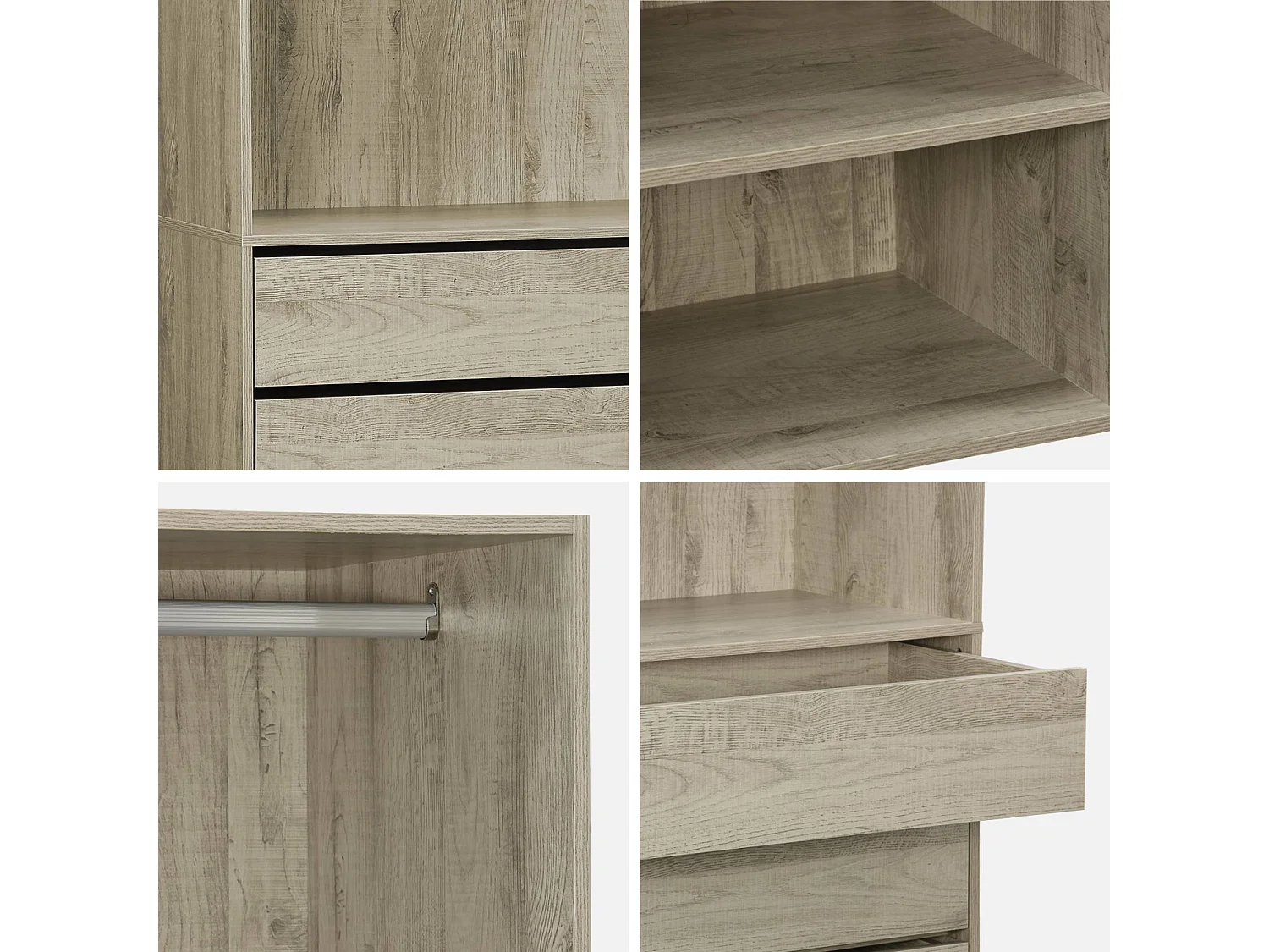 Vestidor módulo de 3 elementos natural