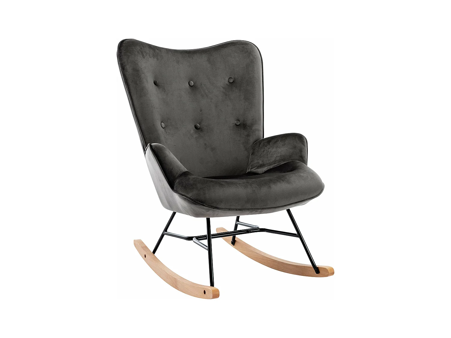 Fauteuil à bascule rocking tissu grise 71 x 88 x 98 cm FAB10071