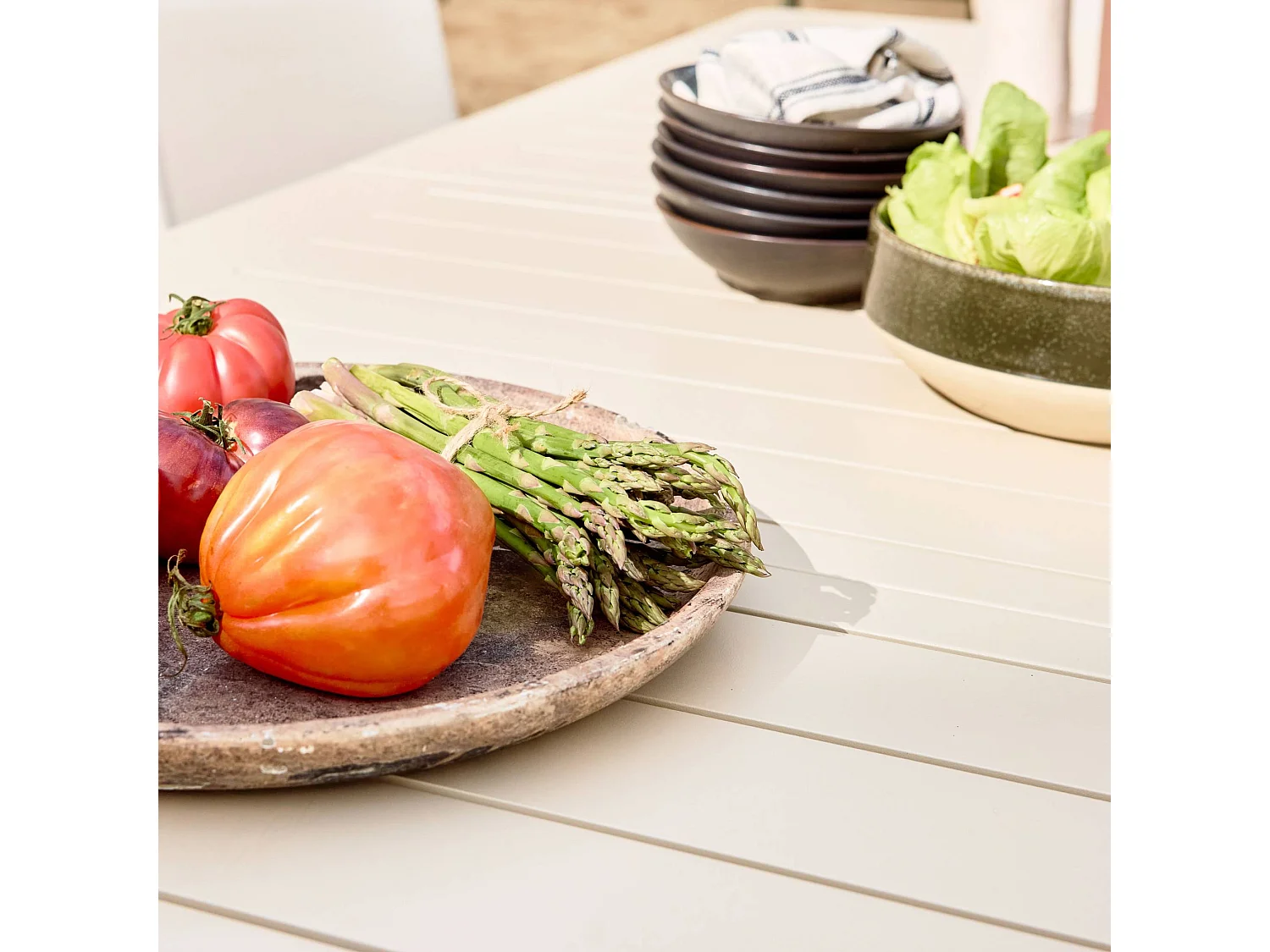 Set tavolo allungabile in alluminio con 8 sedie e 2 poltrone, beige