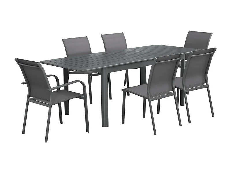 Tavolo da giardino allungabile in alluminio con 4 sedie e 2 poltrone,