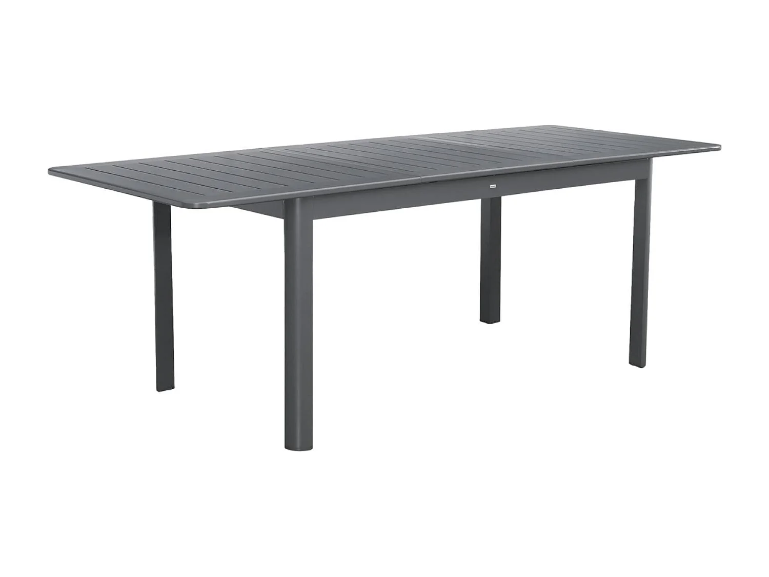 Table de jardin extensible aluminium + 6 assises anthracite. 4 chaises. 2 fauteuils. 6 places. textilène