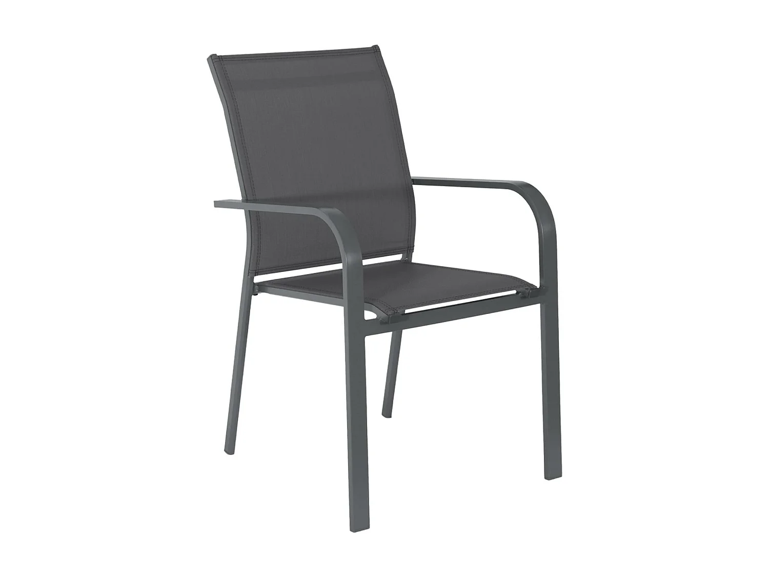 Table de jardin extensible aluminium + 6 assises anthracite. 4 chaises. 2 fauteuils. 6 places. textilène