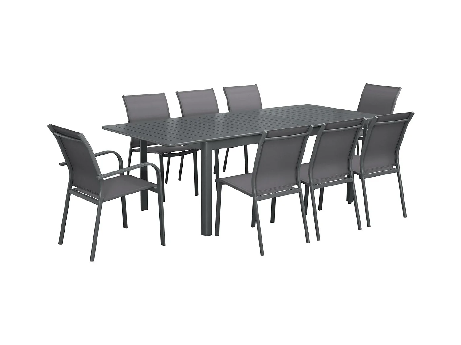 Tavolo da giardino allungabile in alluminio con 6 sedie e 2 poltrone,