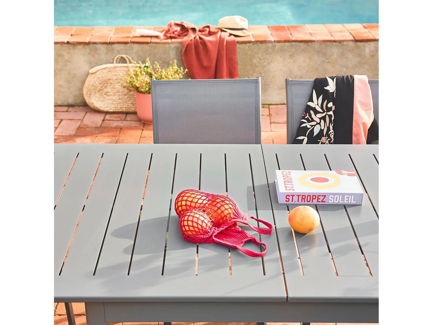 Mesa de jardín extensible de aluminio con 8 sillas antracita