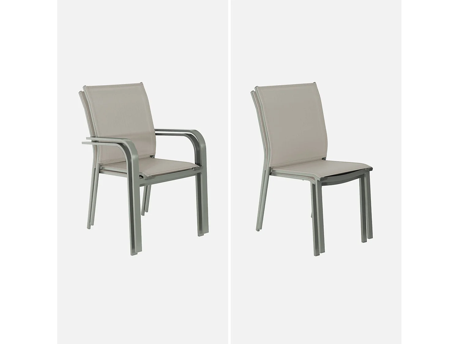 Mesa de jardín extensible de aluminio con 10 sillas verde kaki