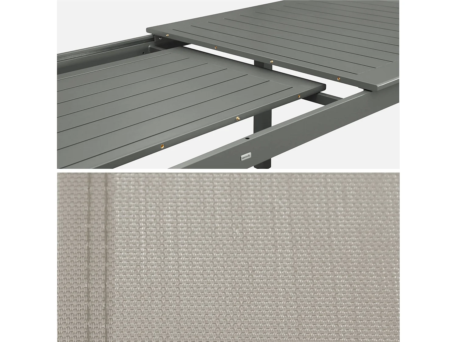 Mesa de jardín extensible de aluminio con 10 sillas verde kaki