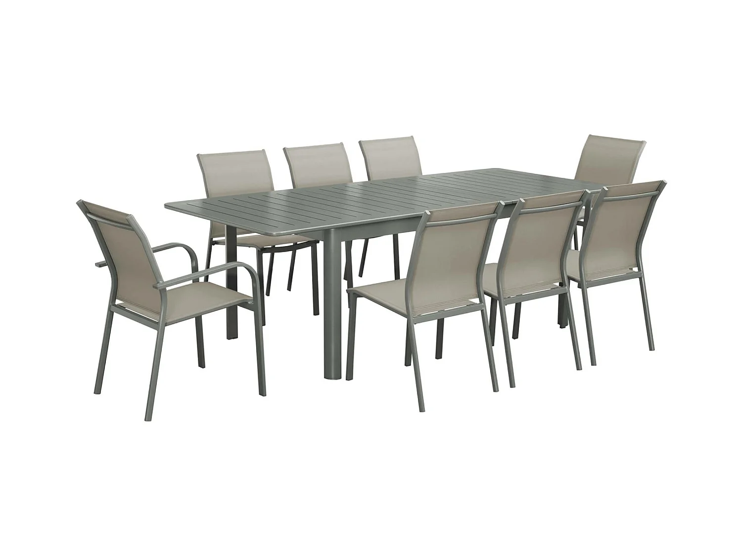 Tavolo da giardino allungabile in alluminio con 6 sedie e 2 poltrone,