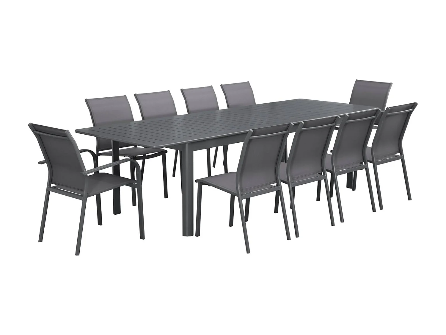 Mesa de jardín extensible de aluminio con 10 sillas antracita