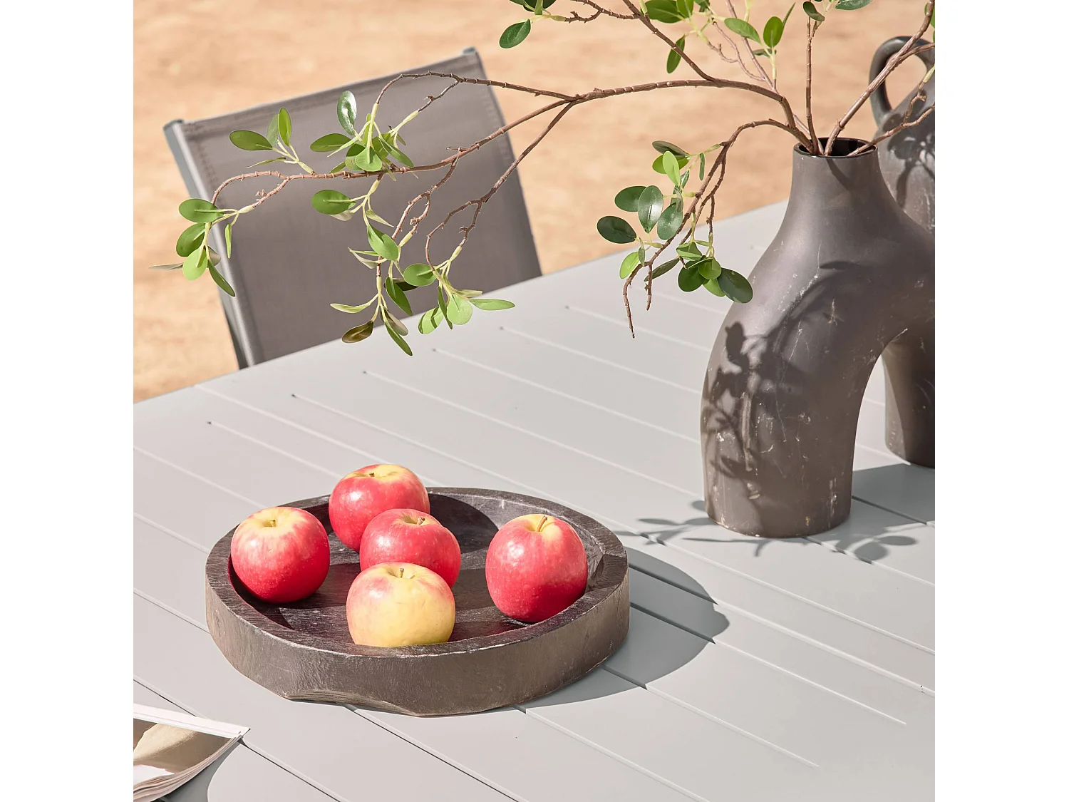 Set tavolo allungabile in alluminio con 8 sedie e 2 poltrone,