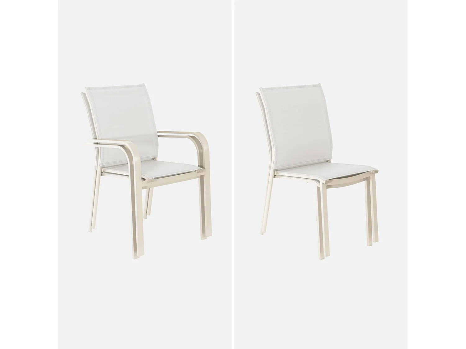 Mesa de jardín extensible de aluminio con 6 sillas beige