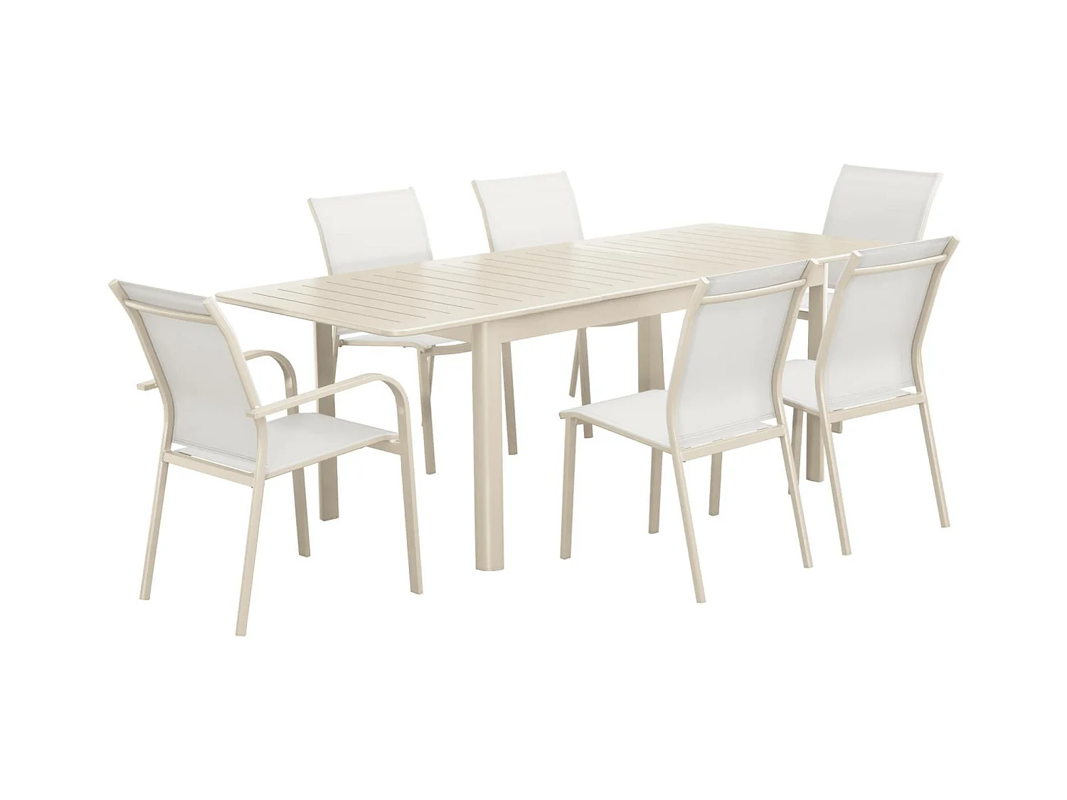 Tavolo da giardino allungabile in alluminio con 4 sedie e 2 poltrone,