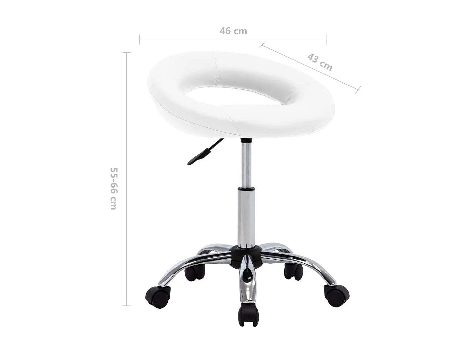 Prolenta Premium -  Chaise de travail roulante Blanc Similicuir