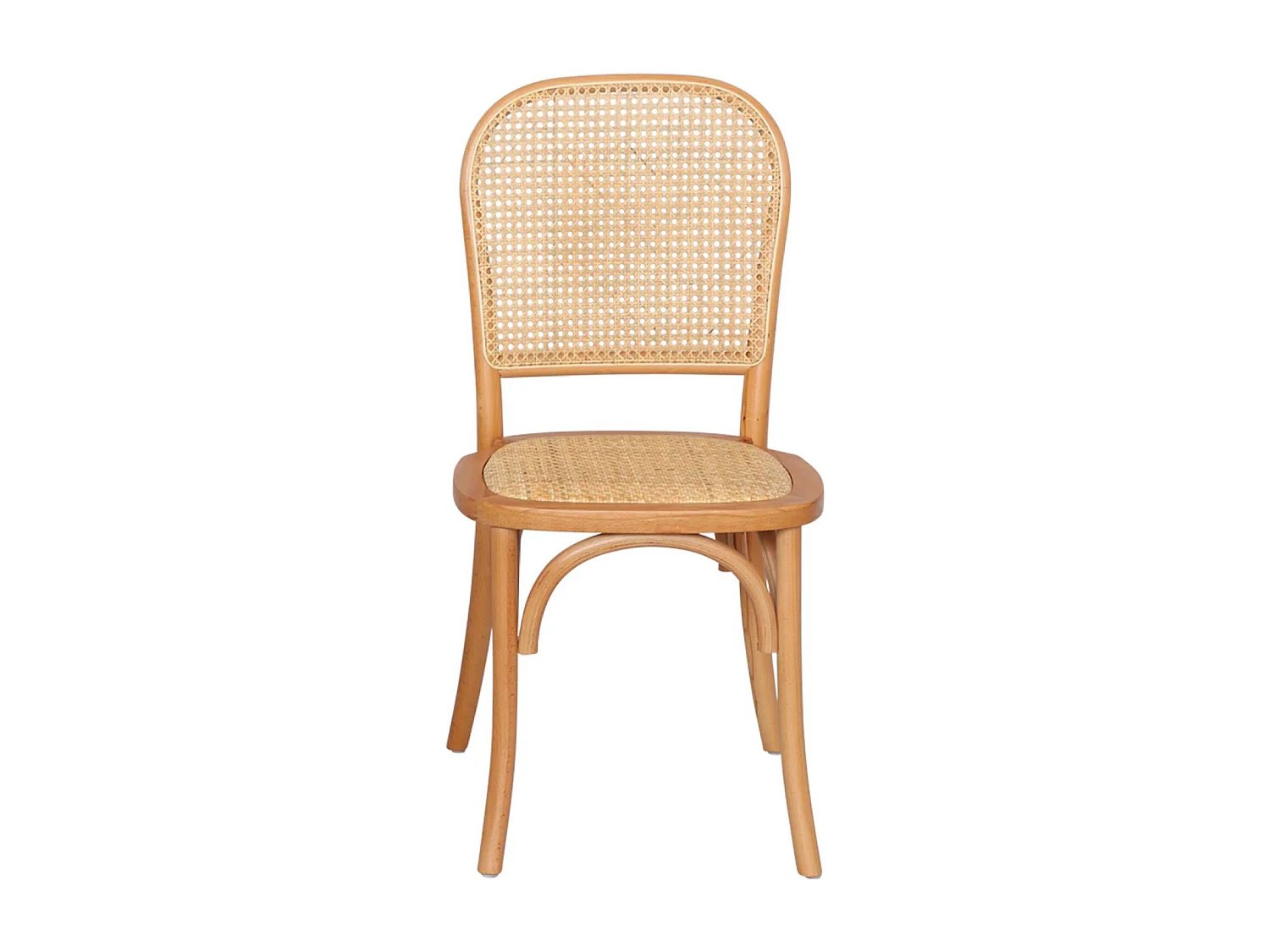 Set di 4 sedie in legno e rattan vintage , marrone naturale