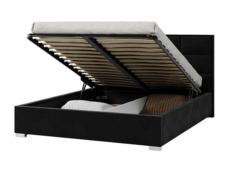 Lit coffre APOLLO 140 x 190 cm avec sommier à lattes relevable Noir