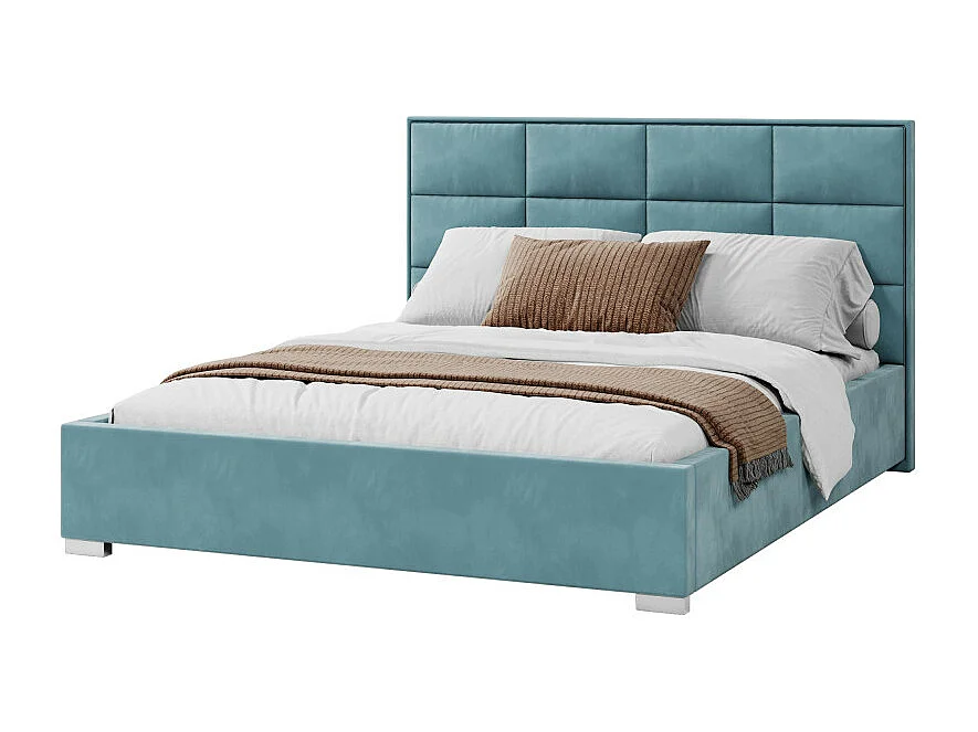 Lit coffre APOLLO 140 x 190 cm avec sommier à lattes relevable Azur