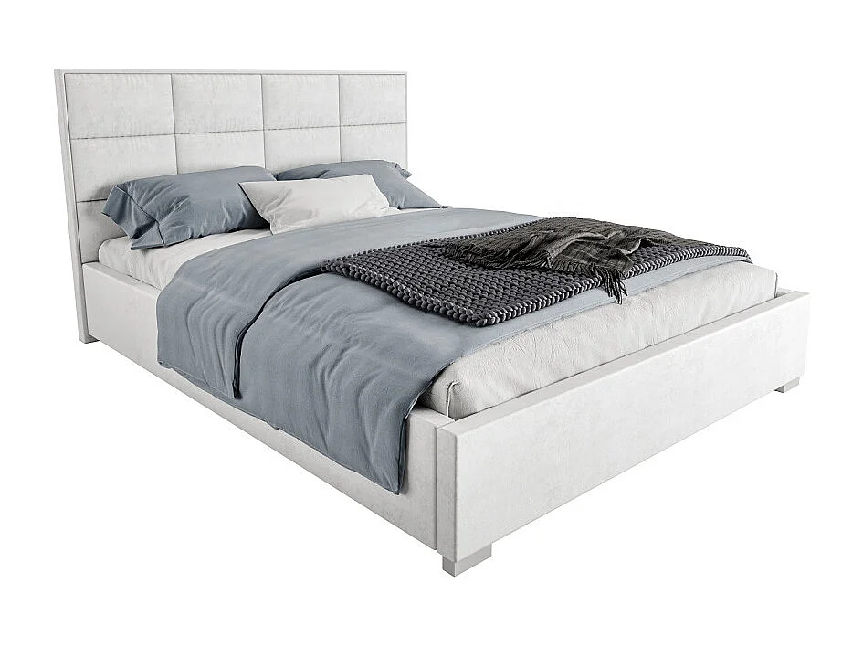 Lit coffre APOLLO 140 x 190 cm avec sommier à lattes relevable Blanc