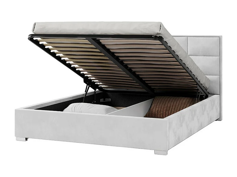 Lit coffre APOLLO 140 x 190 cm avec sommier à lattes relevable Blanc