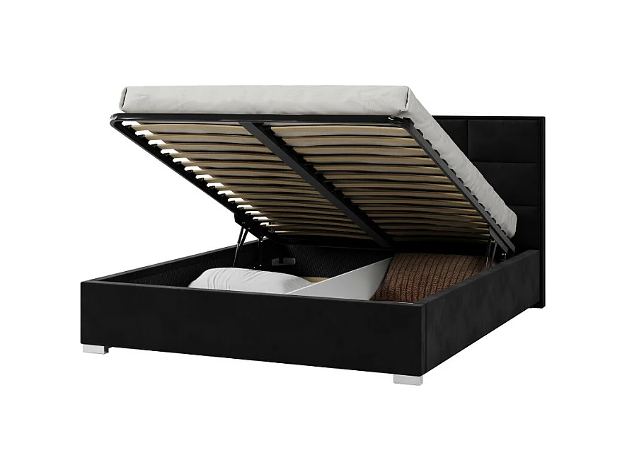 Lit coffre APOLLO 160 x 200 cm avec sommier à lattes relevable Noir