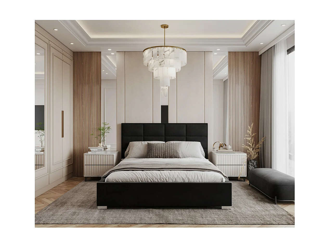 Lit coffre APOLLO 160 x 200 cm avec sommier à lattes relevable Noir