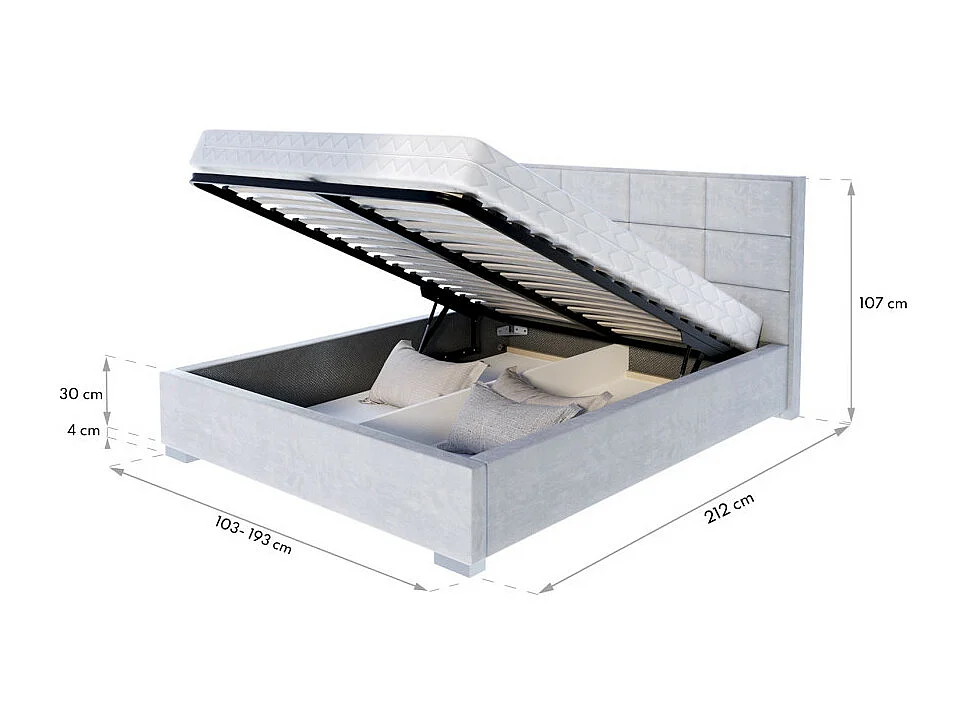 Lit coffre APOLLO 140 x 190 cm avec sommier à lattes relevable Beige Foncé