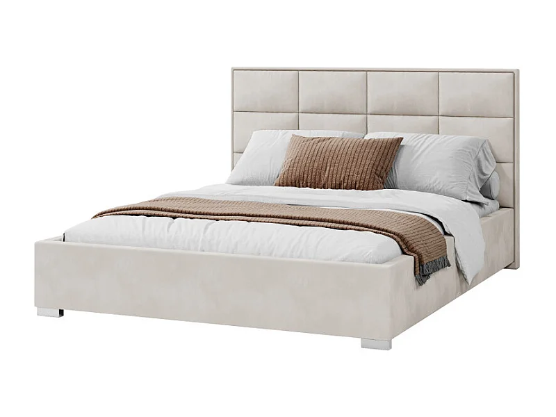 Lit coffre APOLLO 140 x 190 cm avec sommier à lattes relevable Crème