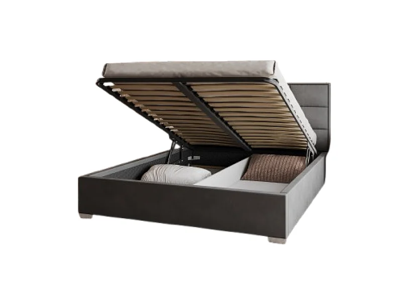 Lit coffre APOLLO 140 x 200 cm avec sommier à lattes relevable Gris Foncé