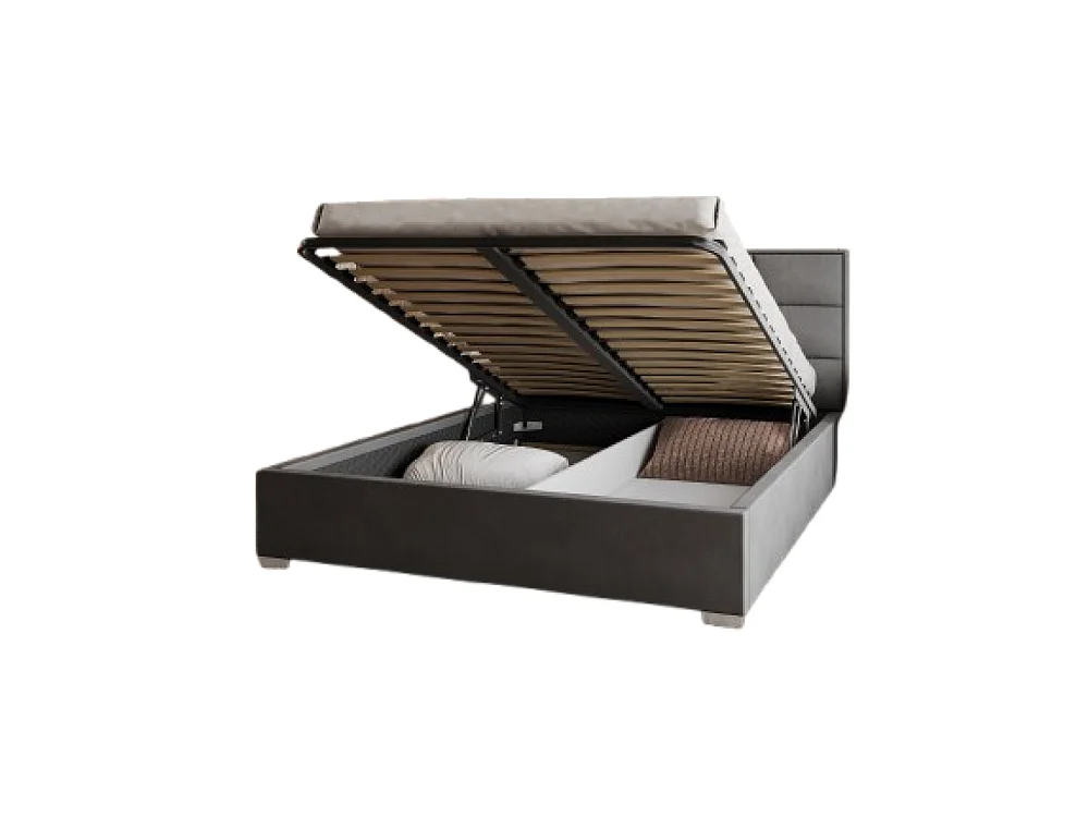 Lit coffre APOLLO 140 x 200 cm avec sommier à lattes relevable Gris Foncé