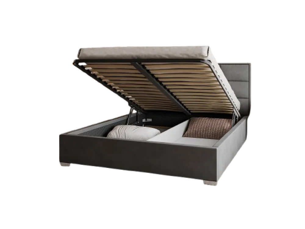 Lit coffre APOLLO 140 x 200 cm avec sommier à lattes relevable Gris Foncé