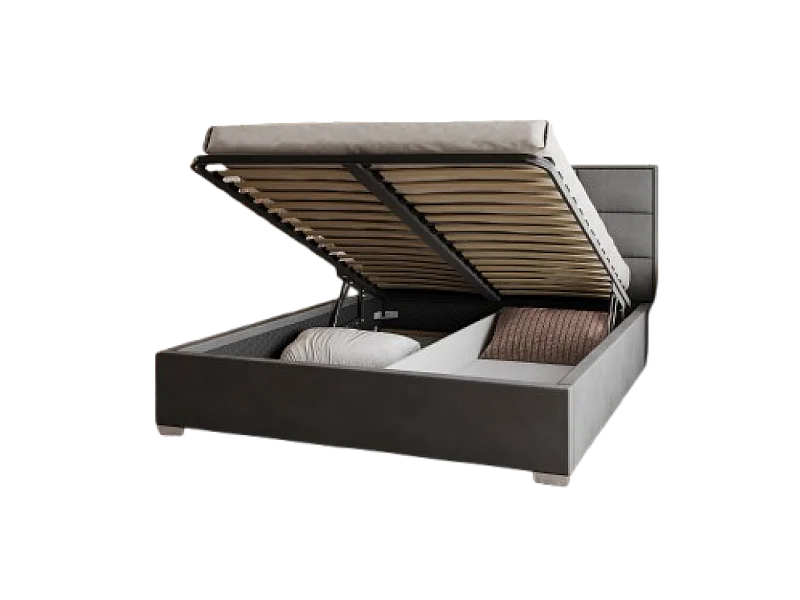 Lit coffre APOLLO 140 x 200 cm avec sommier à lattes relevable Gris Foncé
