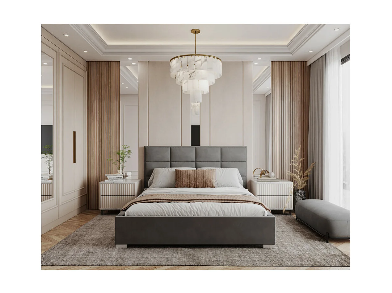 Lit coffre APOLLO 160 x 200 cm avec sommier à lattes relevable Gris Foncé