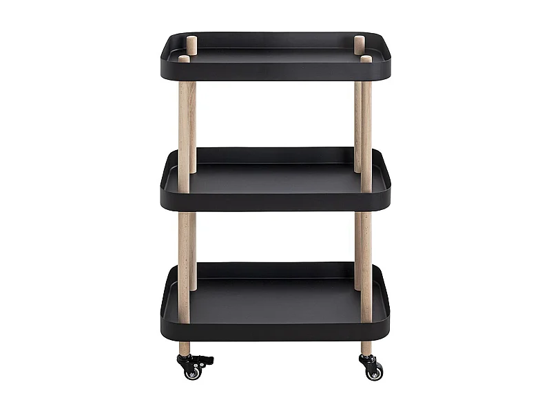 Chariot de service, desserte en bois coloris naturel et métal noir -longueur 50 x profondeur 30 x hauteur 76 cm