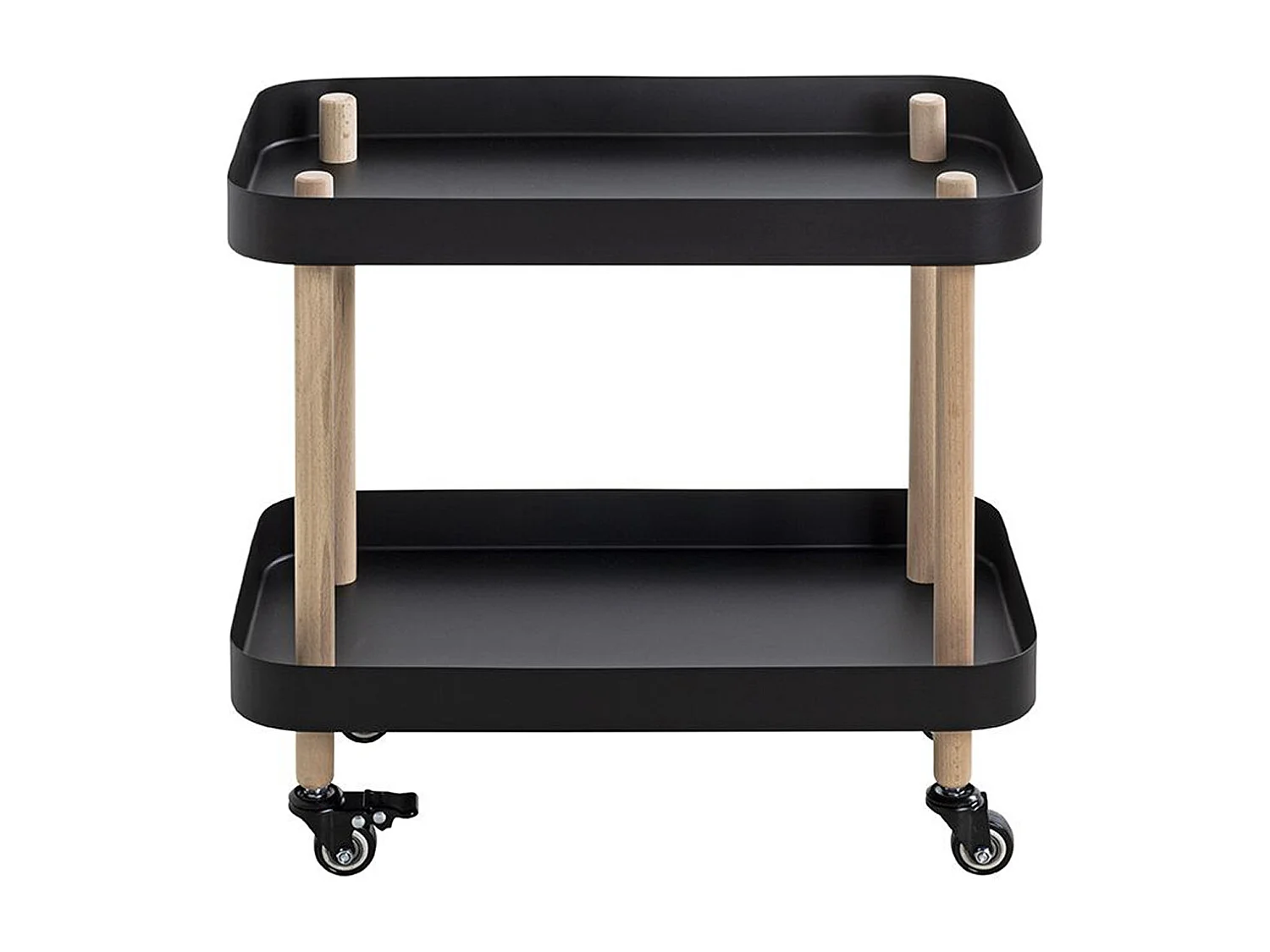 Chariot de service, desserte en bois coloris naturel et métal noir -longueur 50 x profondeur 30 x hauteur 47 cm