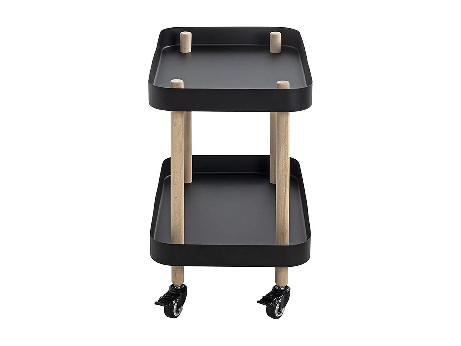 Chariot de service, desserte en bois coloris naturel et métal noir -longueur 50 x profondeur 30 x hauteur 47 cm