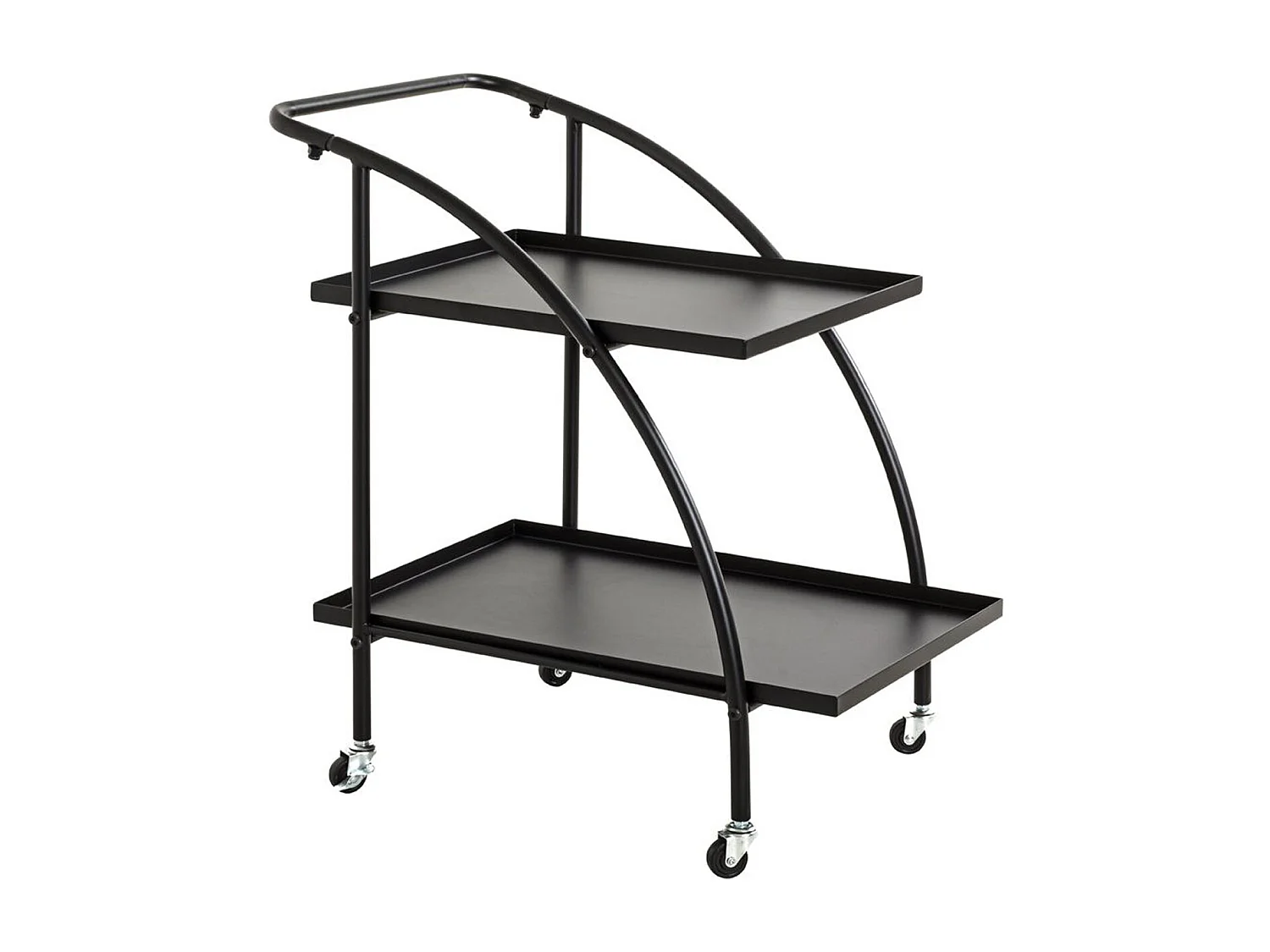 Chariot de service, desserte en métal coloris noir -longueur 68 x profondeur 42 x hauteur 71cm