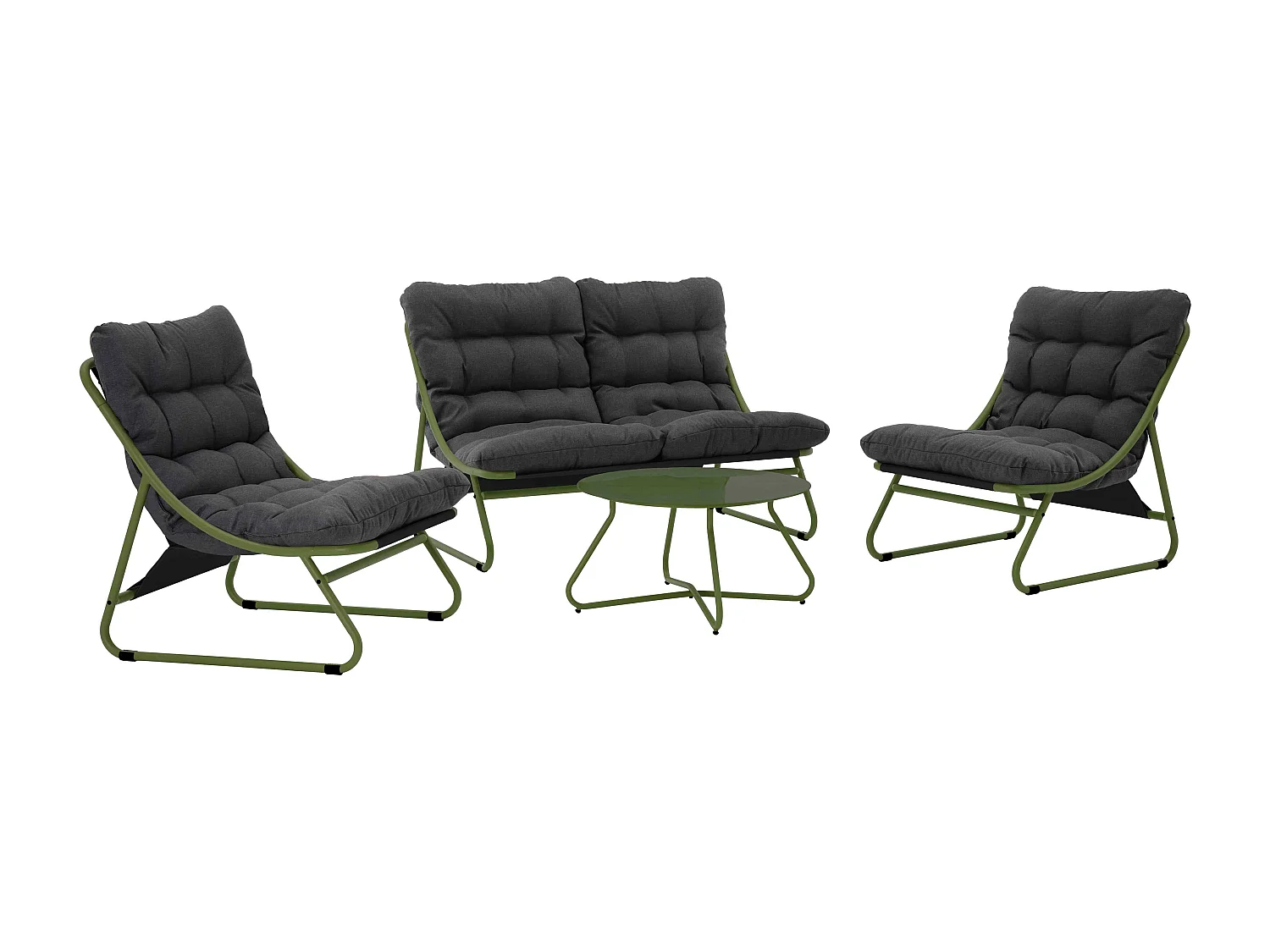 Salon de jardin bas 4 places en métal vert