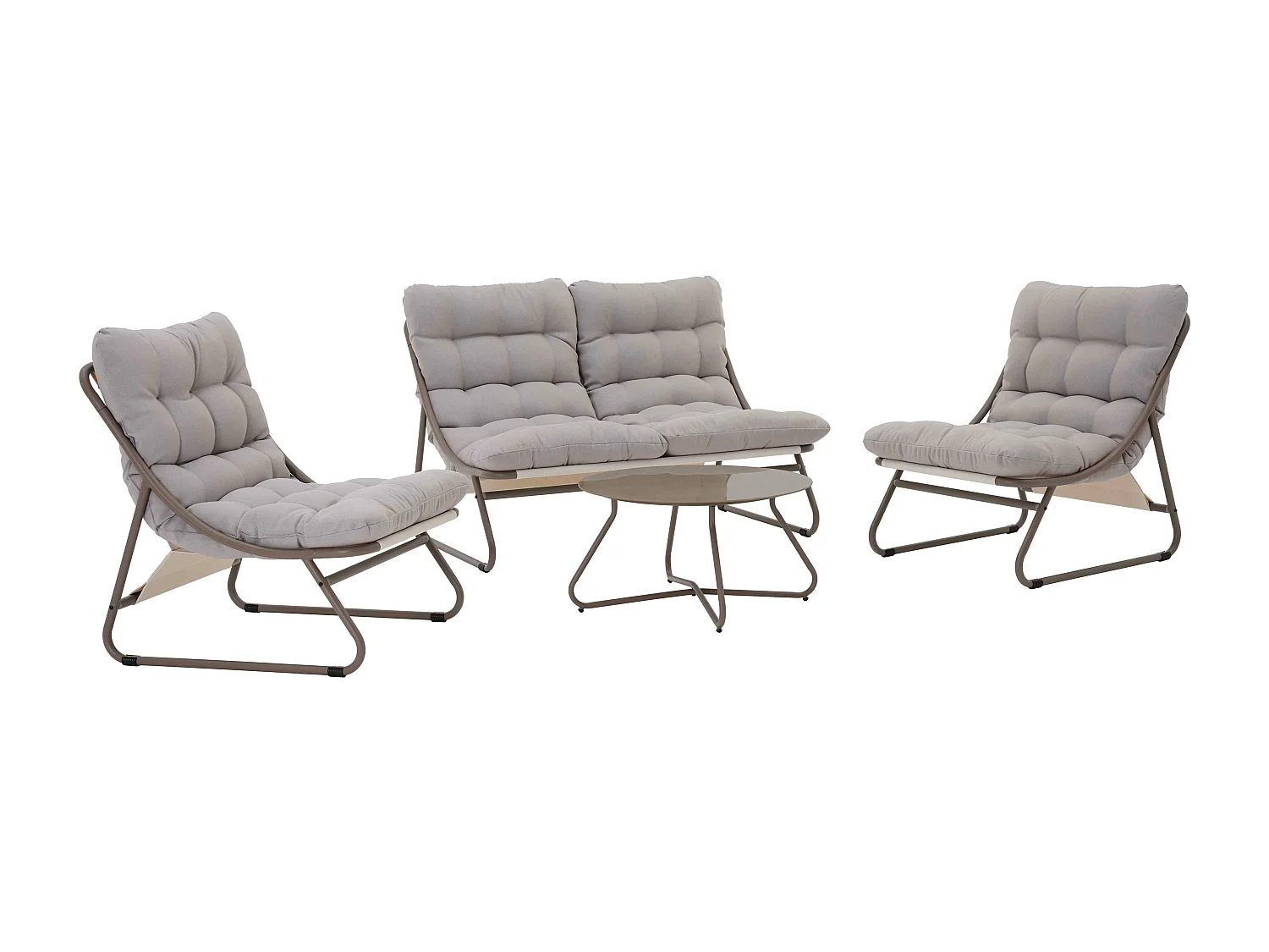 Salon de jardin bas 4 places en métal taupe