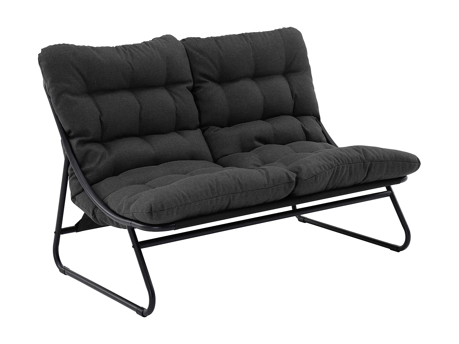 Laag 4-zits zwart metalen tuinmeubel