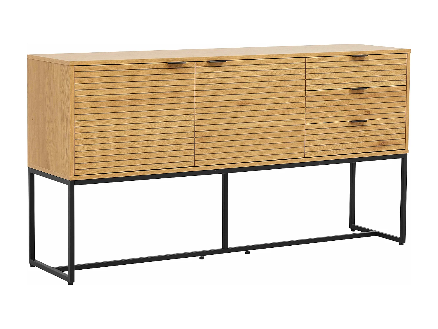 Dressoir 2 deuren en 3 laden melamine decor 160 cm hout en zwart