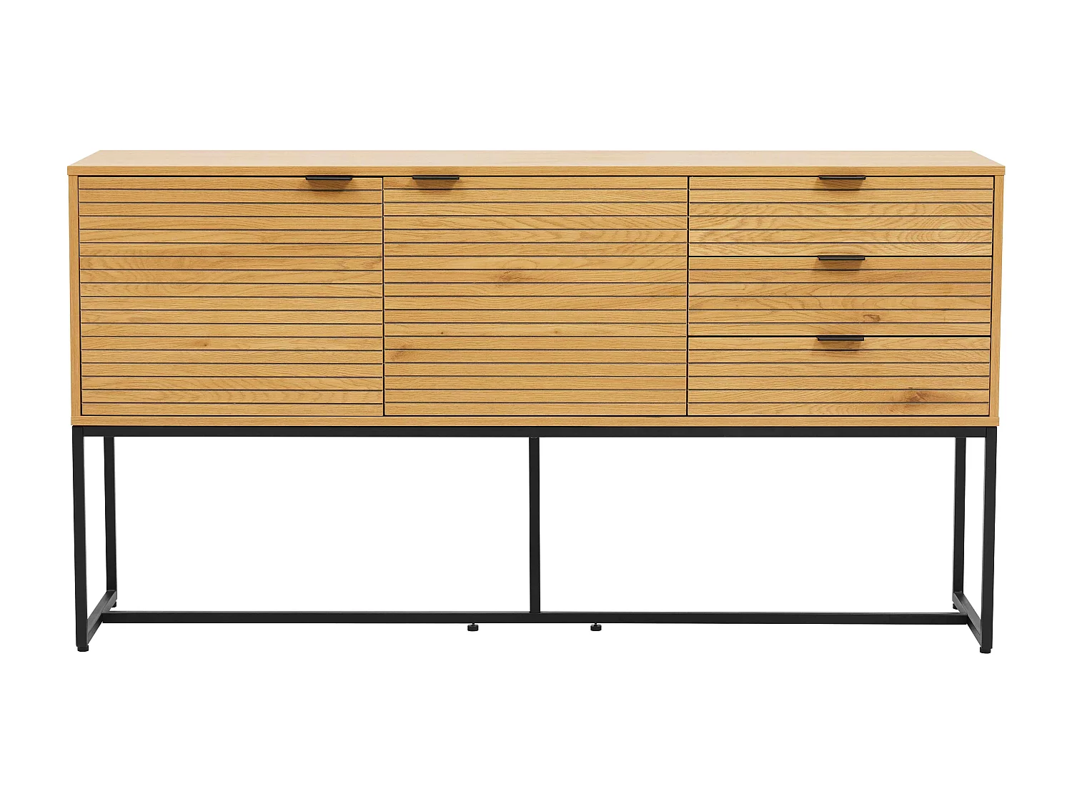 Dressoir 2 deuren en 3 laden melamine decor 160 cm hout en zwart