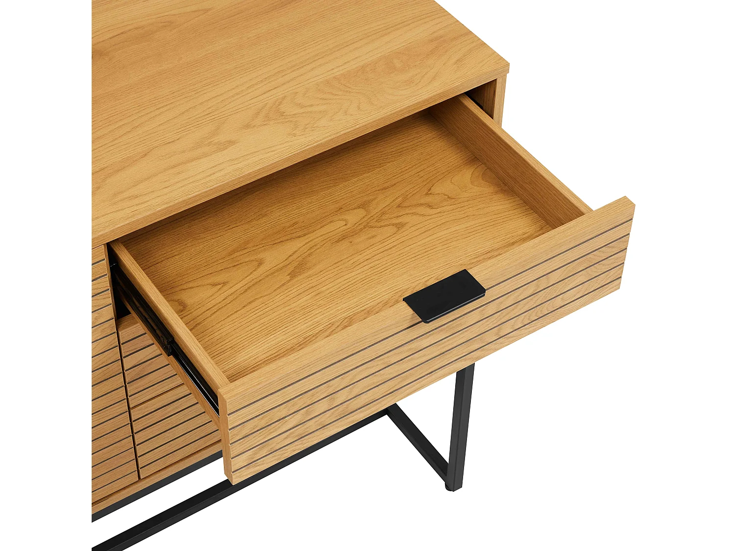 Dressoir 2 deuren en 3 laden melamine decor 160 cm hout en zwart