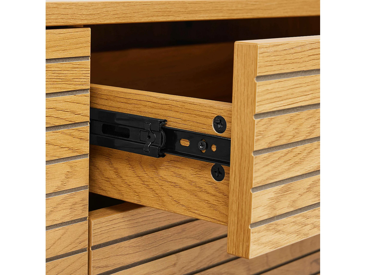 Dressoir 2 deuren en 3 laden melamine decor 160 cm hout en zwart