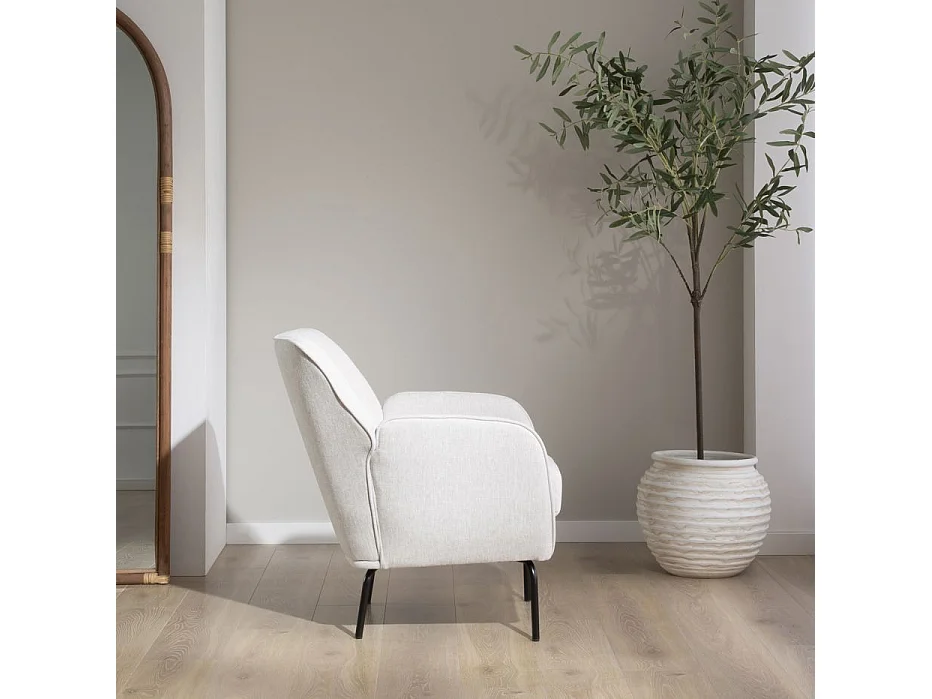 Poltrona sedia in compensato di legno, schiuma e tessuto Beige 69x76