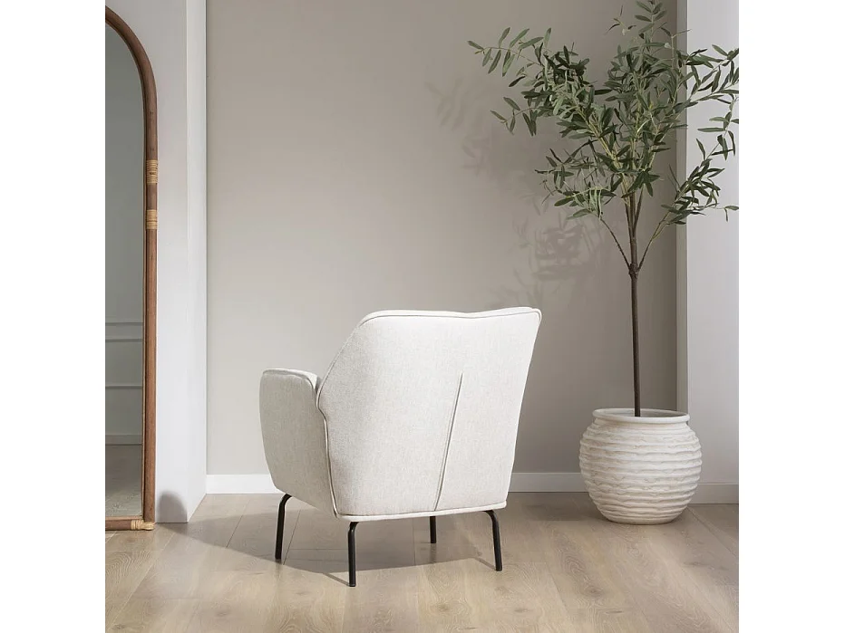 Poltrona sedia in compensato di legno, schiuma e tessuto Beige 69x76