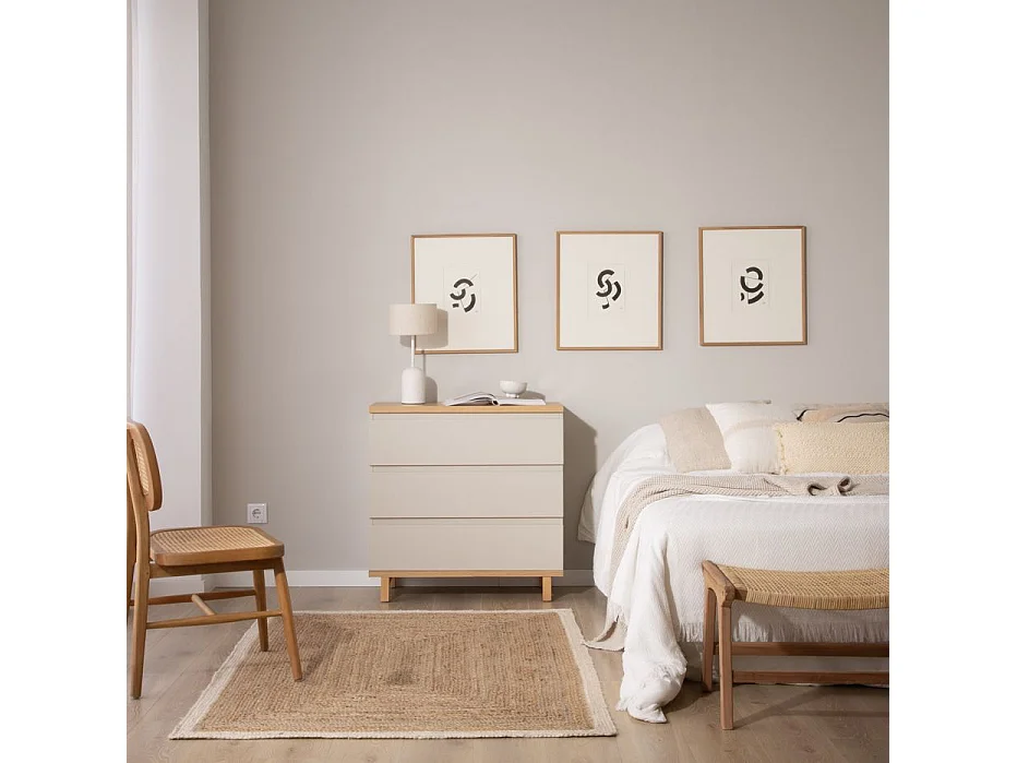 Commode effet bois chêne marron 80x80