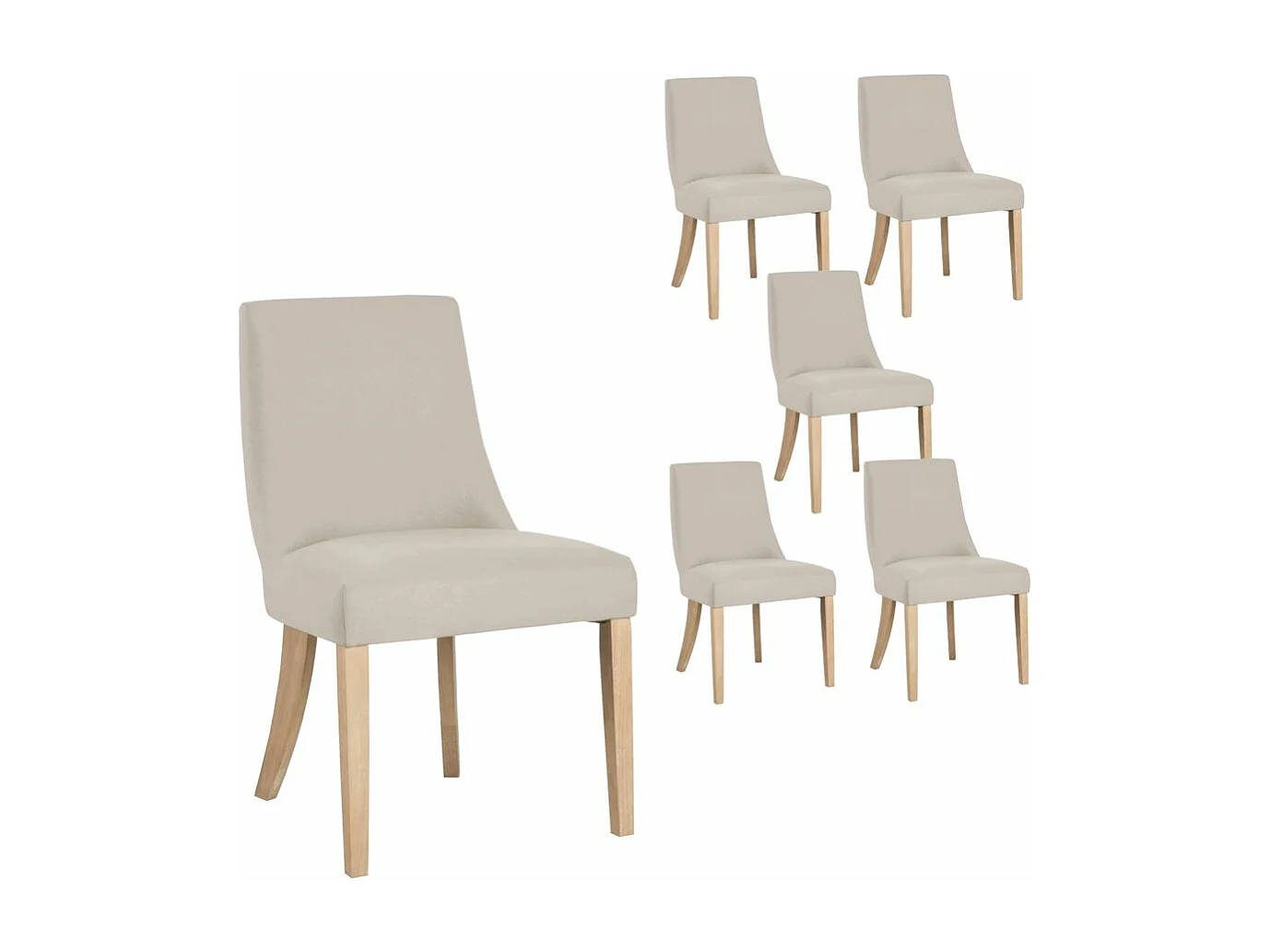 Pack de 6 chaises en bois Beige 54x90