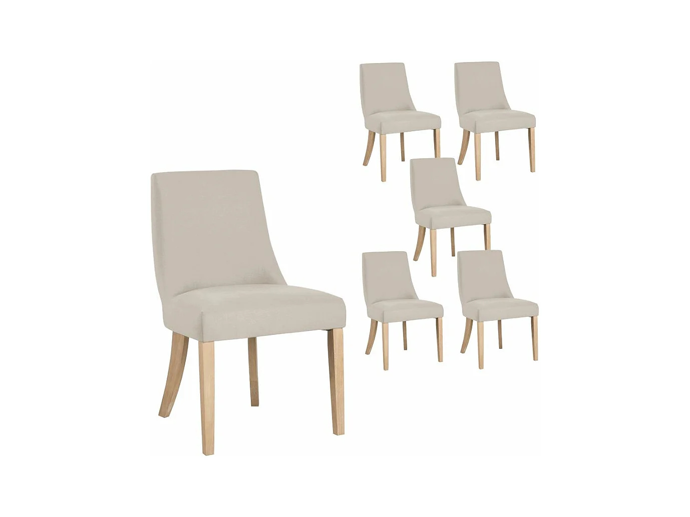 Pack de 6 chaises en bois Beige 54x90