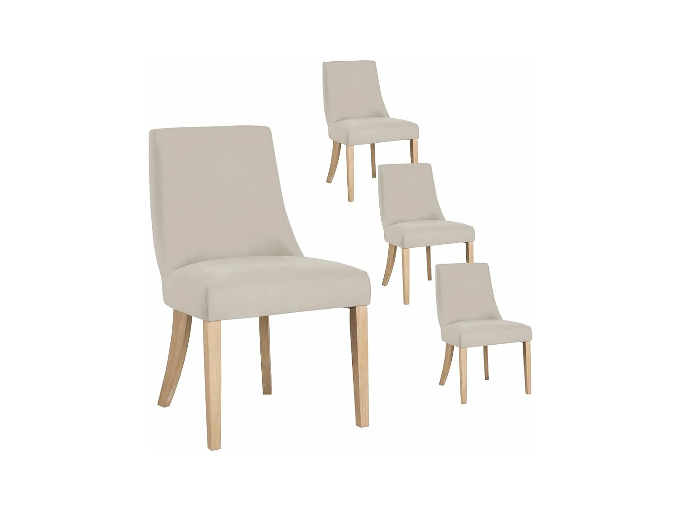 Pack Set di 4 sedie legno / sciuma pu / tessile Beige 54x90