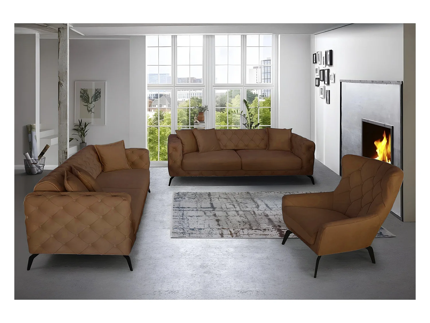 Ensemble canapé Ritz (3+3+1)Marron